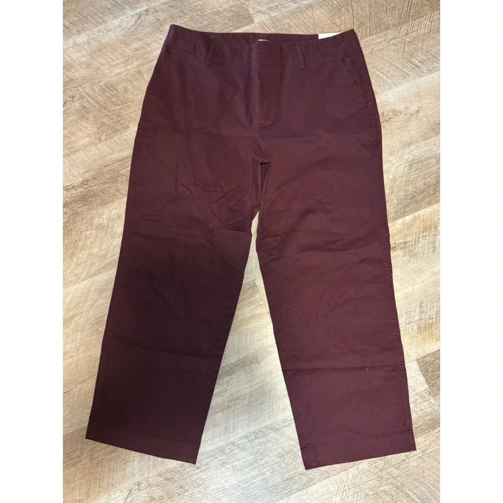 NWT A New Day Straight High Rise Stretch Chino Pants Burgundy Women's Size 14